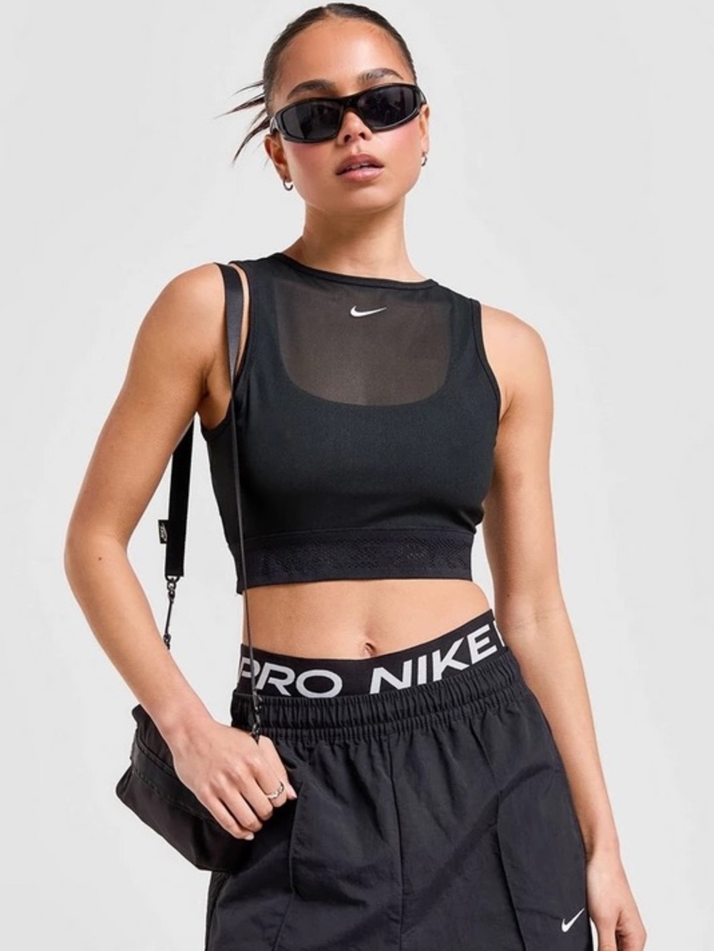 Nike pro fit mesh crop top transparent tight fit active wear